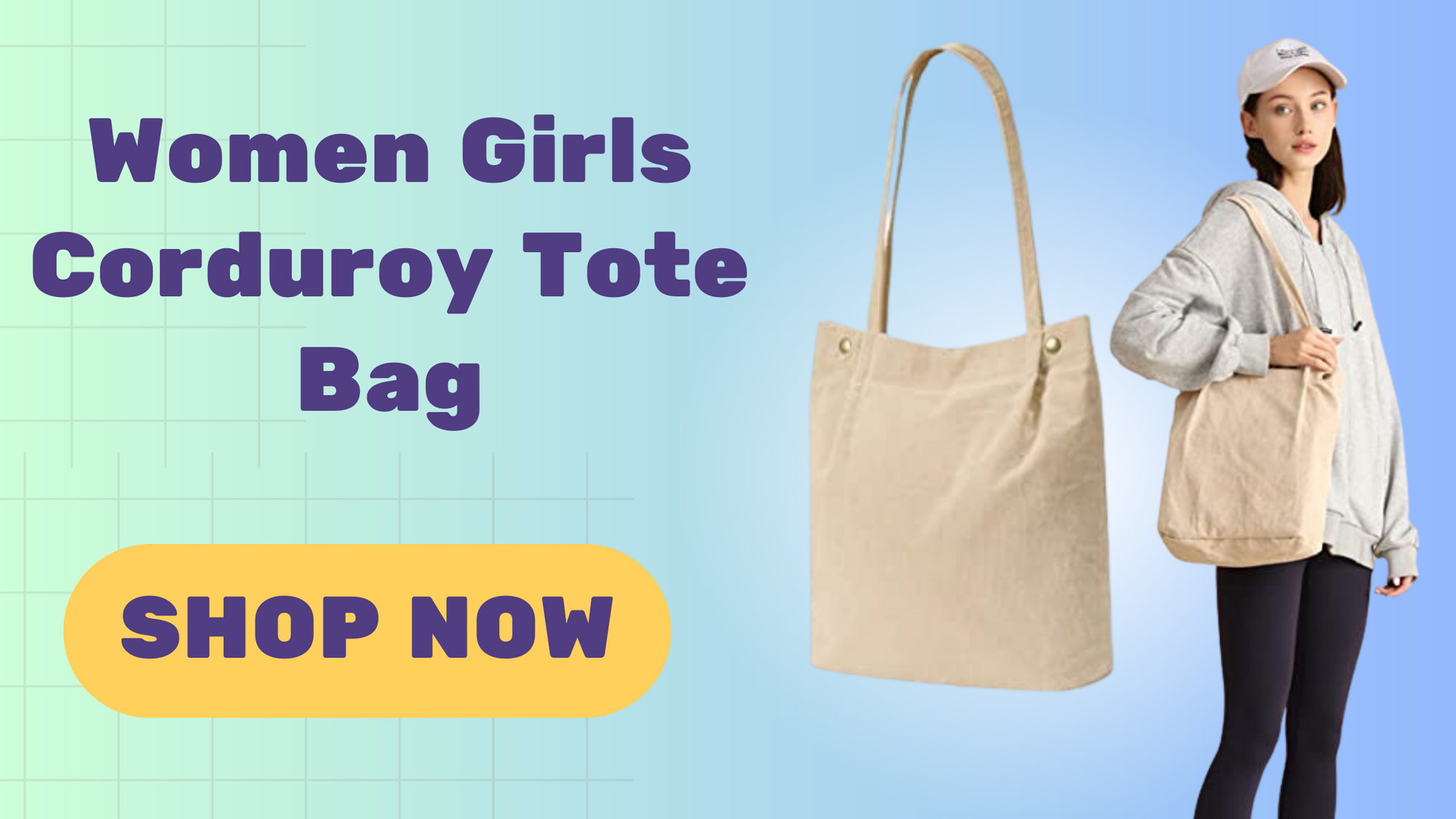 Women Girls Corduroy Tote Bag