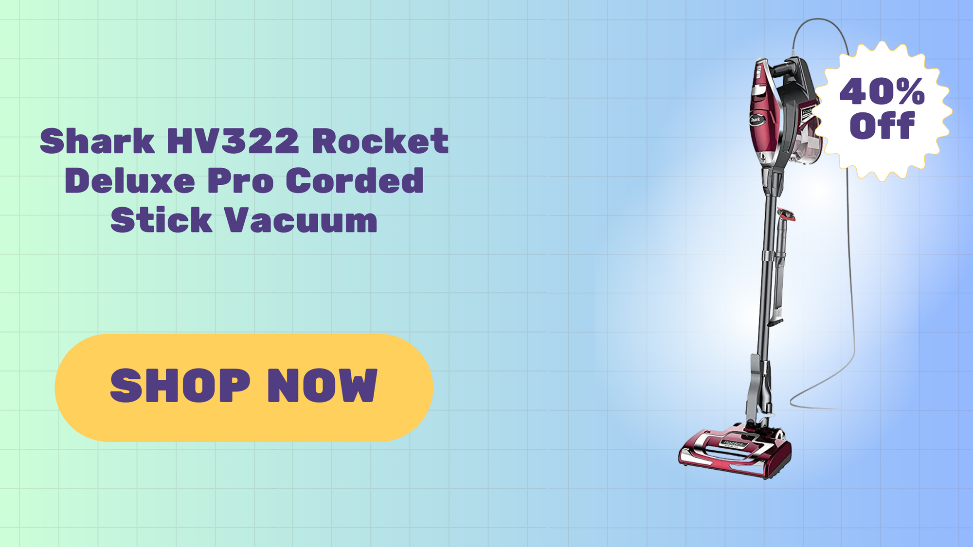 Shark HV322 Rocket Deluxe Pro Corded Stick Vacuum