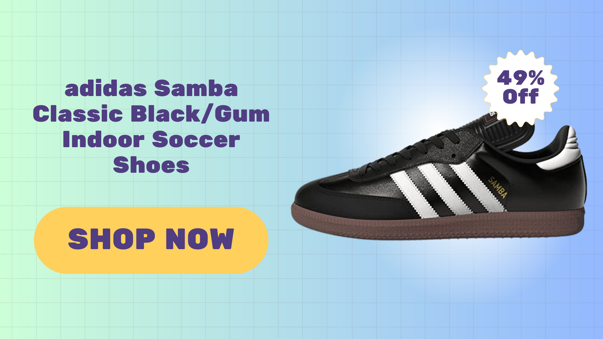 adidas Samba Classic Black/Gum Indoor Soccer Shoes