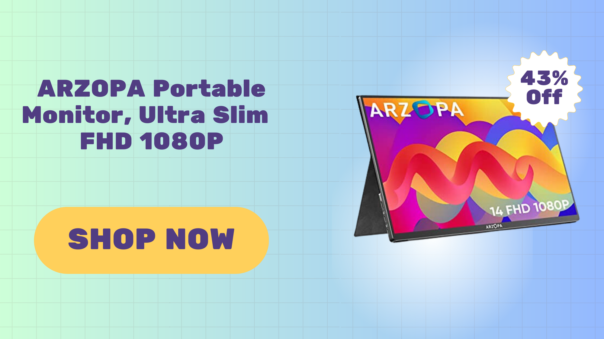 ARZOPA Portable Monitor, Ultra Slim FHD 1080P