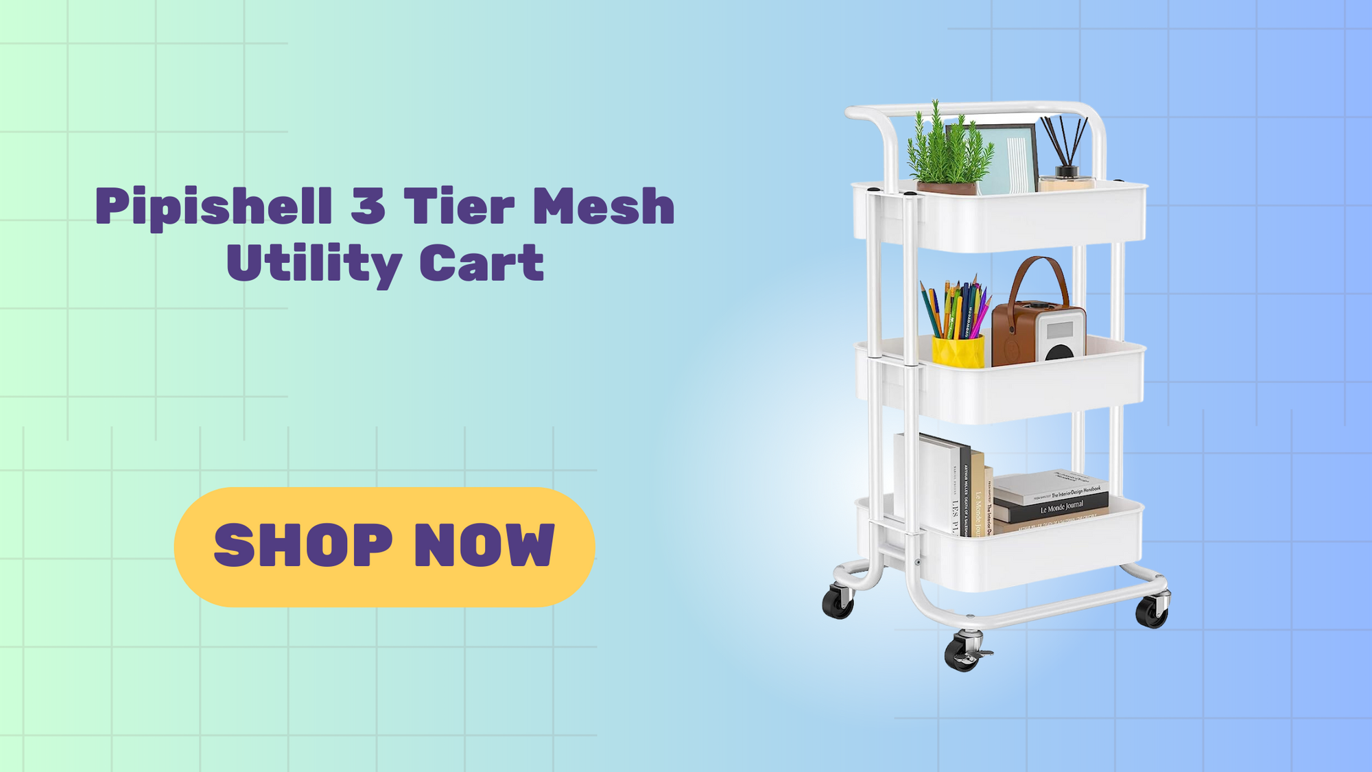 Pipishell 3 Tier Mesh Utility Cart