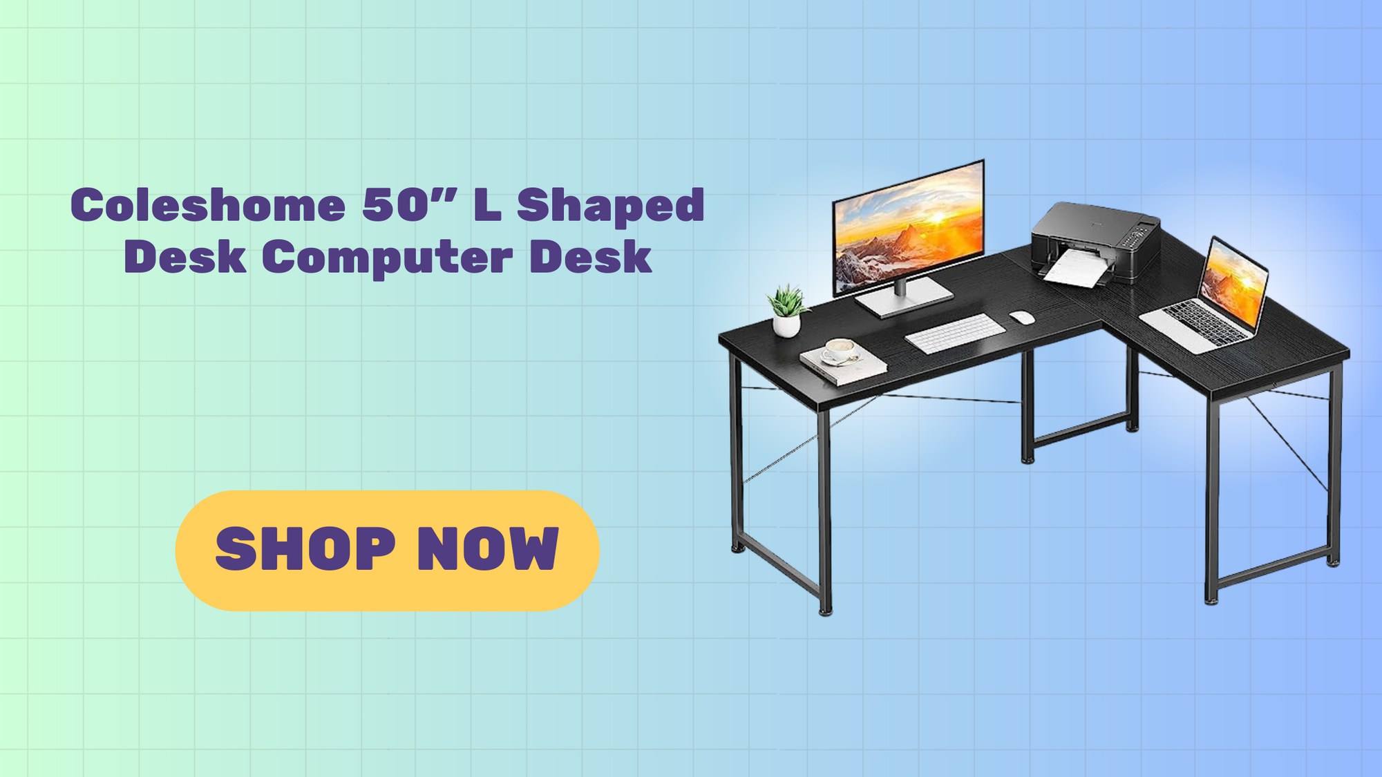 Coleshome 50" L Shaped Desk Computer Desk