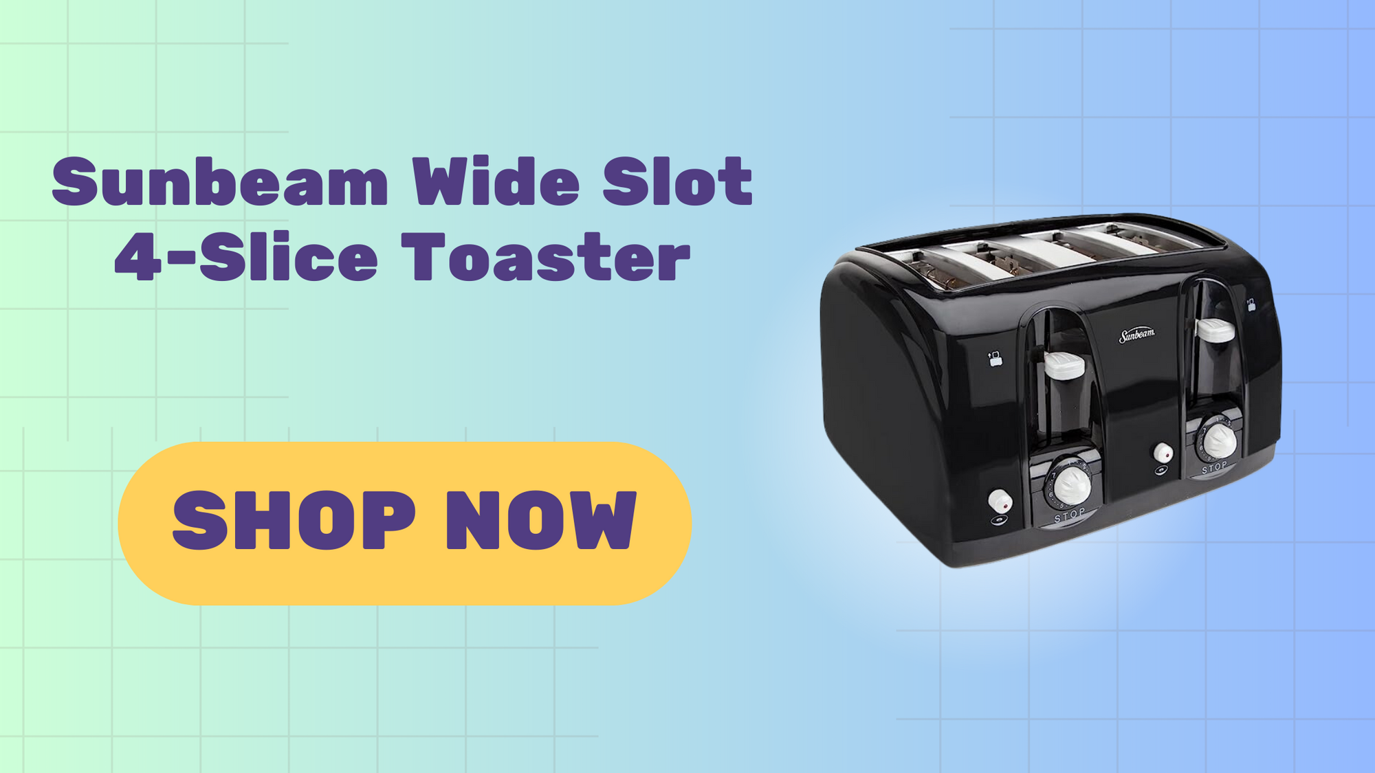 Sunbeam Wide Slot 4-Slice Toaster